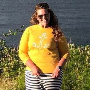 M Anchor Print Mustard Sweater